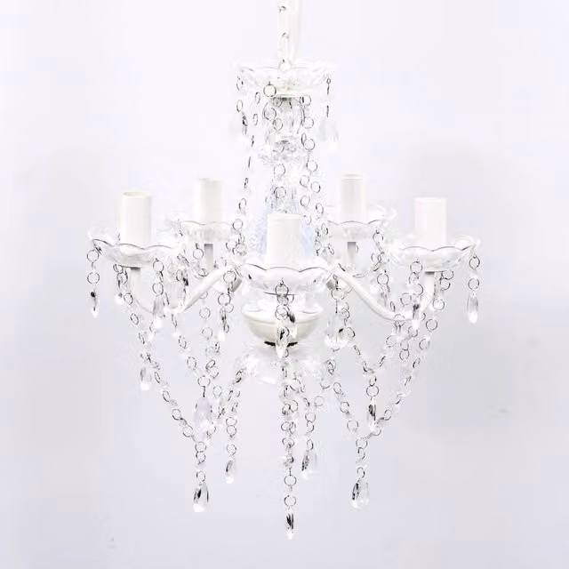 Berkfield Home Classic Crystal Ceiling Chandelier in White with 5 LED Bulbs – 1