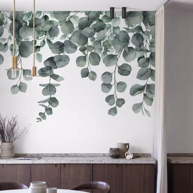 Grandeco Mirte Leaf 7 Lane Textured Repeatable Wallpaper Mural in Green