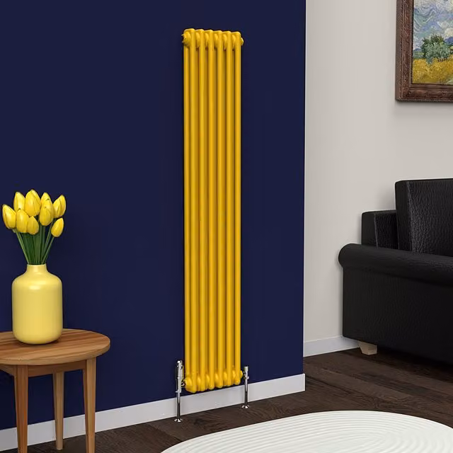 Lux Heat Vertical Coloured Column Radiator in Sunflower Yellow, H: 150 cm, W: 29 cm