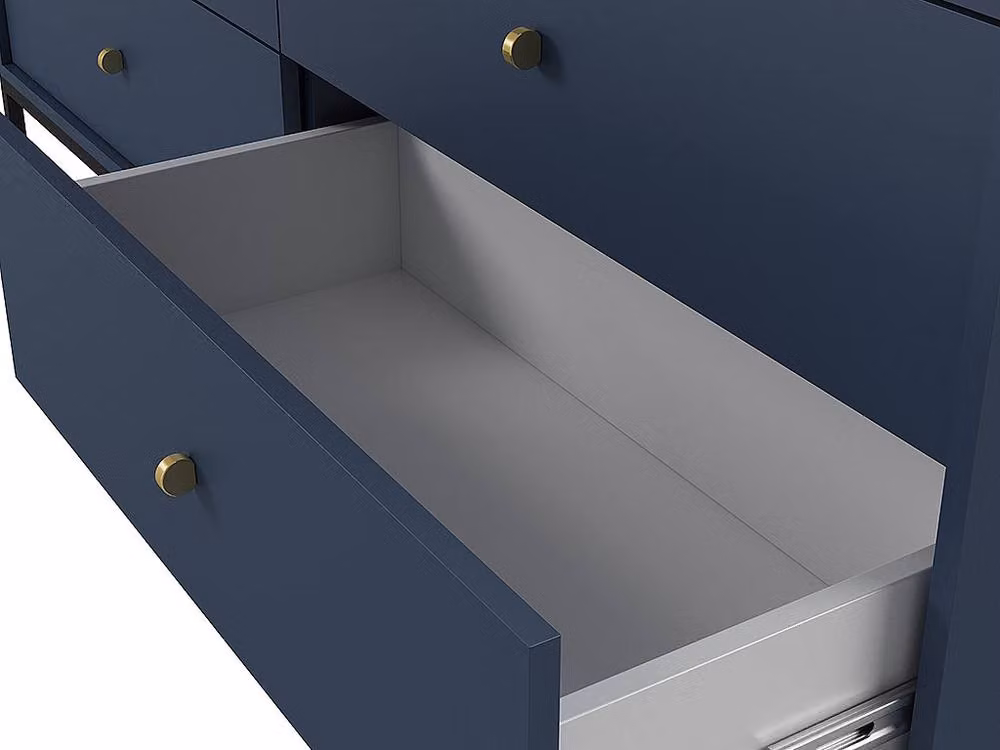 Vente-unique BOGDAN 6-Drawer Chest in Midnight Blue with Gold and Black Accents, W/D/H: 91 x 39 x 154 cm – 3