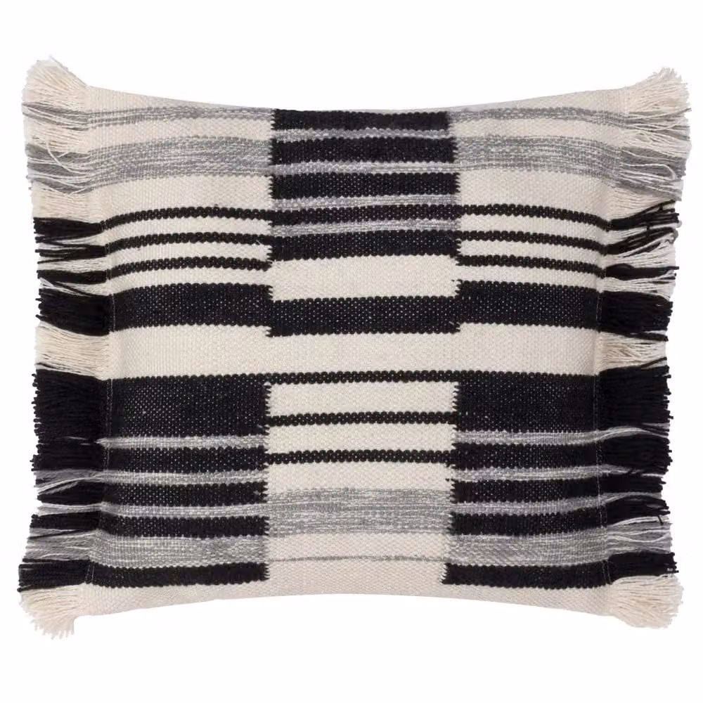 HOEM Torode Black Striped Woven Cotton Square Cushion, W/D/H: 45 x 45 x 45 cm – 2