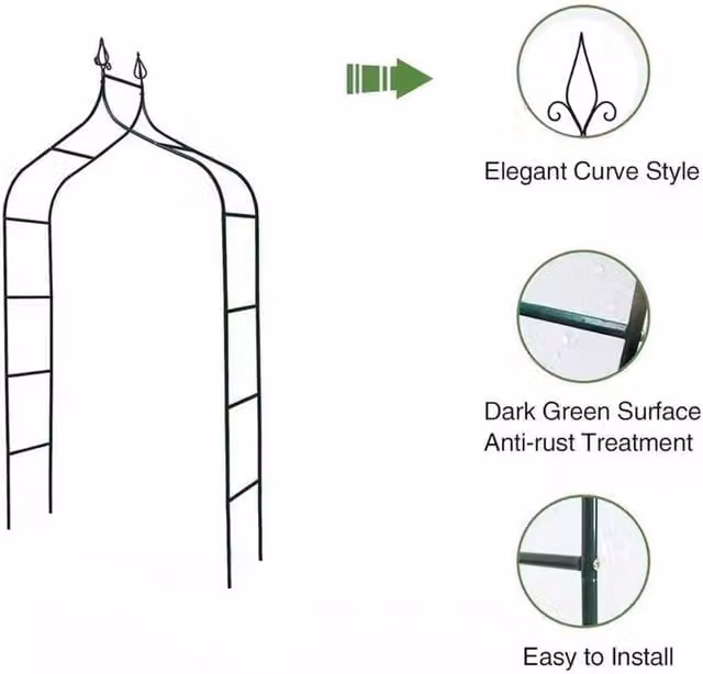 NESTLUNE Dark Green Garden Arch Climbing Plant Support for Roses and Vines, W: 100 cm, D: 15 cm – 1