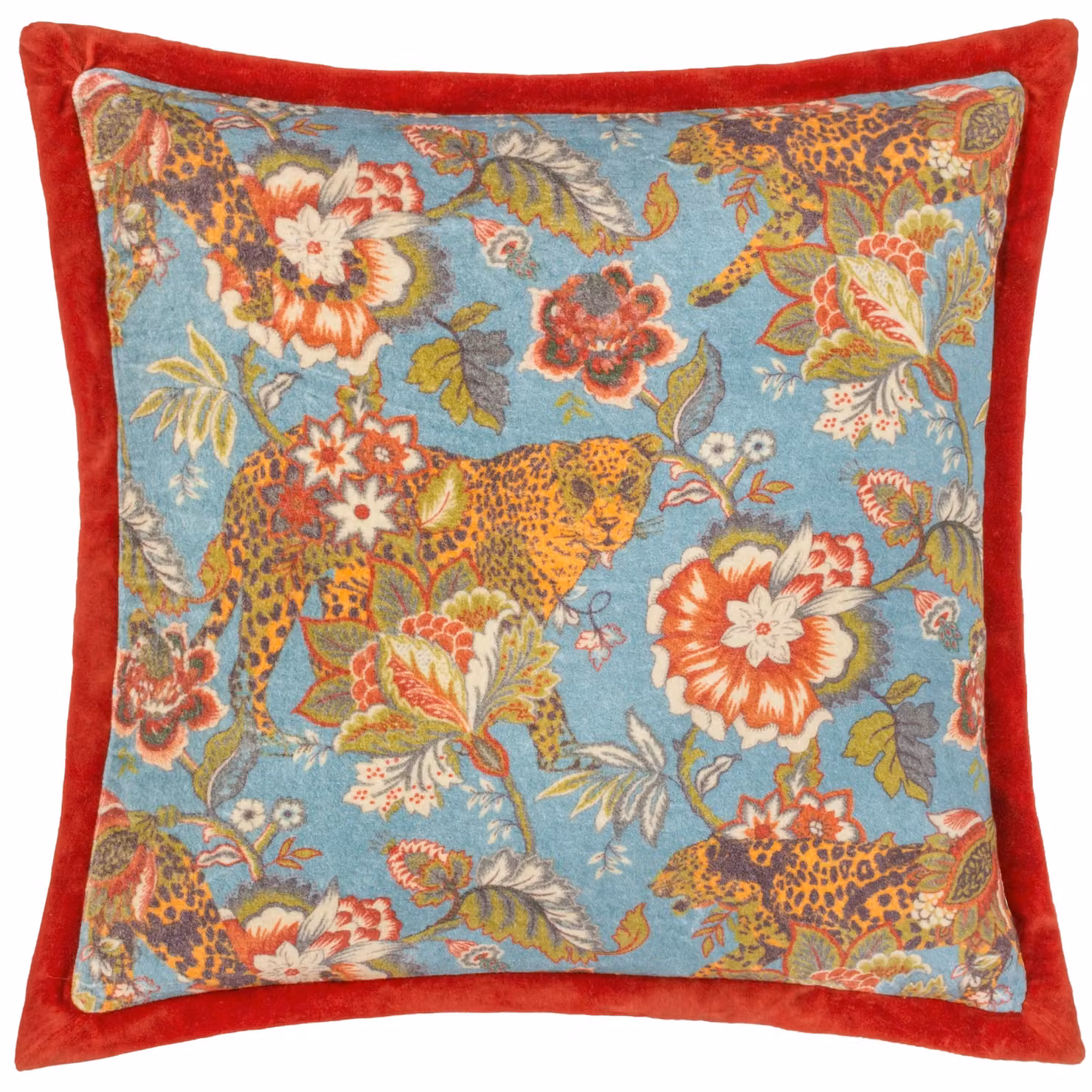 Wylder Tropics Jawai Multicolour Floral Velvet Square Cushion, W/D/H: 50 x 50 x 50 cm – 2