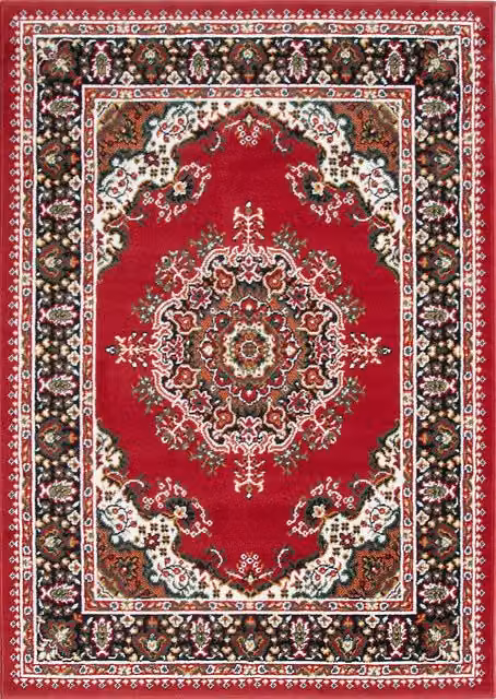 Kukoon Red Oriental Bordered Living Area Rug, W: 80 cm, L: 150 cm – 1