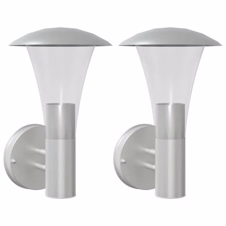 Berkfield Home Set of 2 Silver Stainless Steel Outdoor Wall Lights
