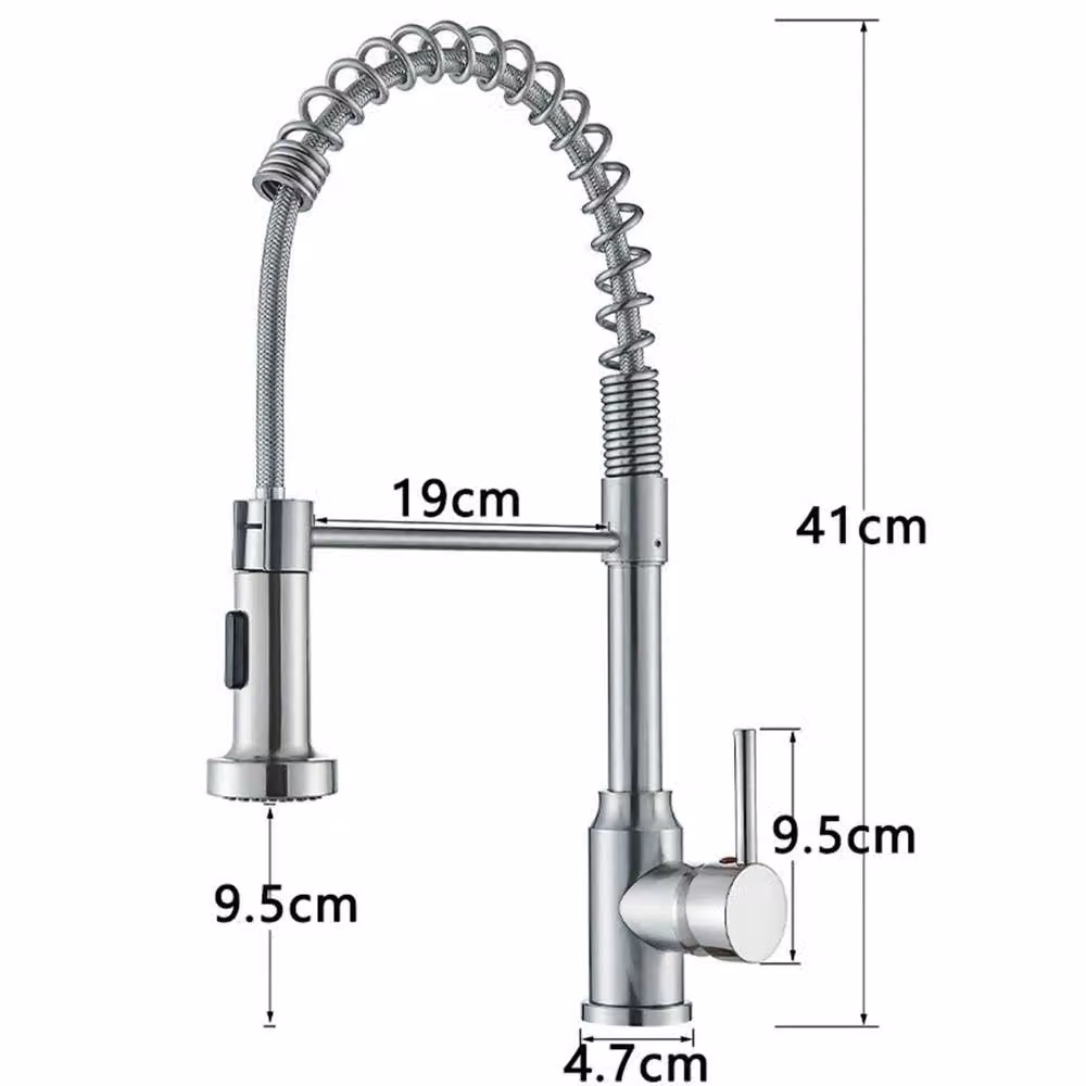 SPETLEK Modern Monobloc Pull Out Kitchen Mixer Tap in Silver Brushed Steel, H: 52 cm, W: 19 cm – 2
