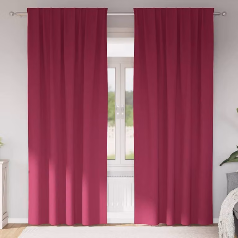 Berkfield Home Modern Opaque Polyester Curtains, 2 Pack, Red, H 245 x W 140 cm