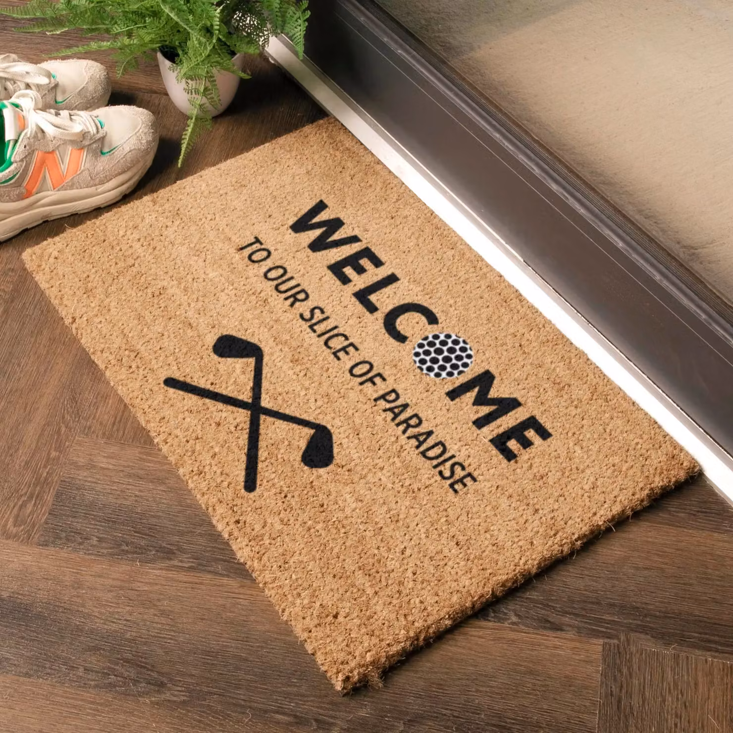 Artsy Mats Welcome To Our Slice of Paradise Doormat, Brown, W: 60 cm, D: 40 cm – 2