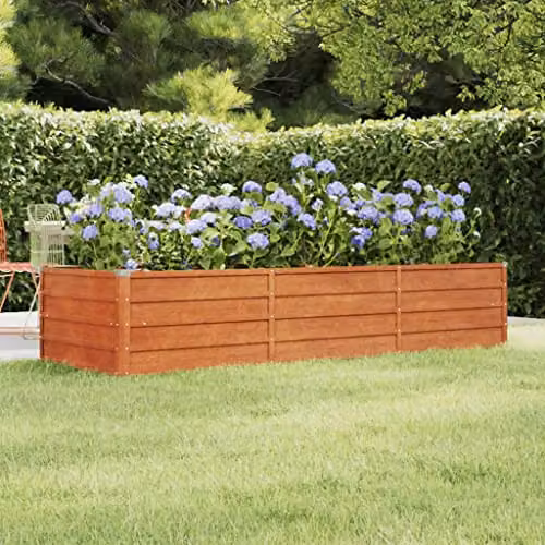 vidaXL Rusty Corten Steel Garden Raised Bed, Brown, W: 240 cm, D: 80 cm, H: 45 cm – 2