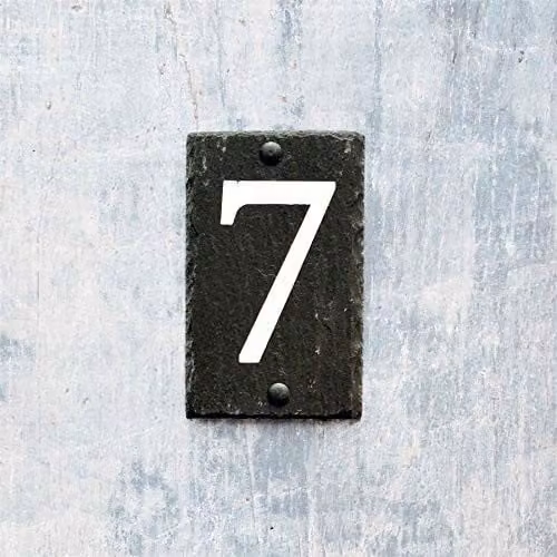 Nicola Spring Rustic Natural Slate House Number 7 Sign, Grey and White, W: 9.0 cm, H: 14.5 cm – 4