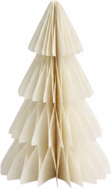 Four Candle Set of 3 Winter White Paper Christmas Trees, Height: 20 cm