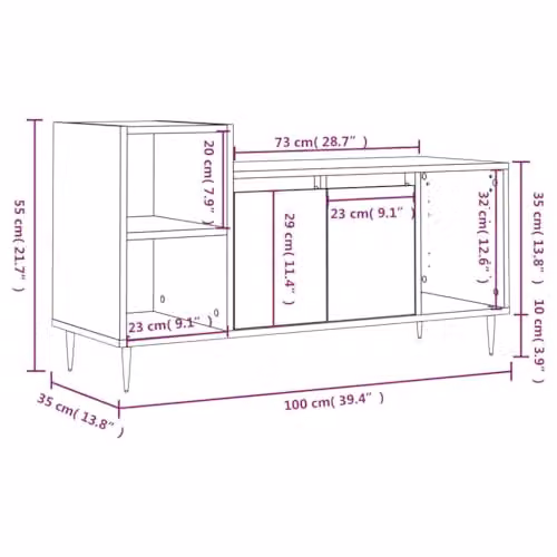 vidaXL TV Cabinet in Brown Smoked Oak, W/D/H: 100 x 35 x 55 cm – 3