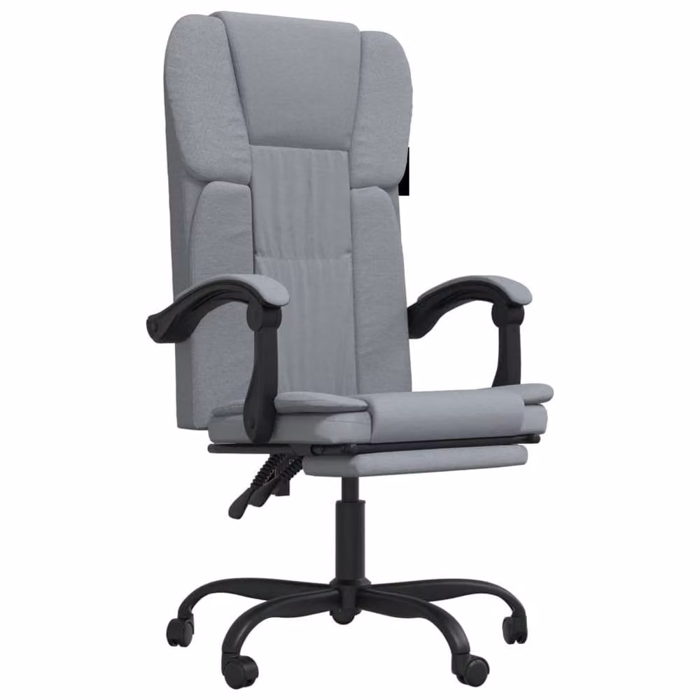Berkfield Home Reclining Office Task Chair in Grey Fabric with Headrest and Armrests – 2