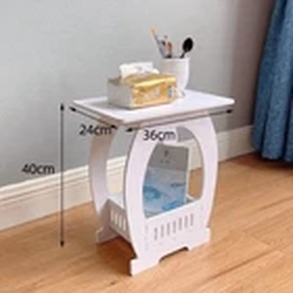 EONLION Small 2-Tier White Bedside Table with Shelf – 2