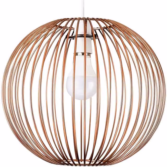 ValueLights Retro Metal Sphere Globe Ceiling Pendant Light Shade in Copper Effect Finish
