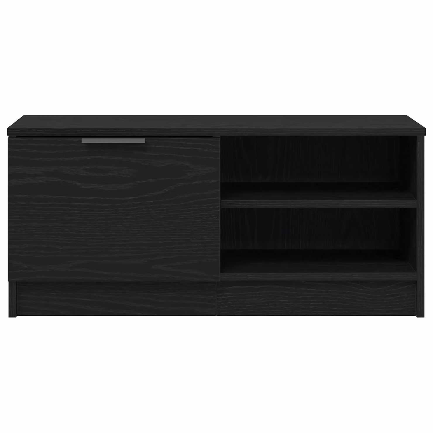 Berkfield Home Modern Black Oak TV Cabinet with Sliding Doors and Internal Shelves, W/D/H: 80 x 35 x 36.5 cm – 4