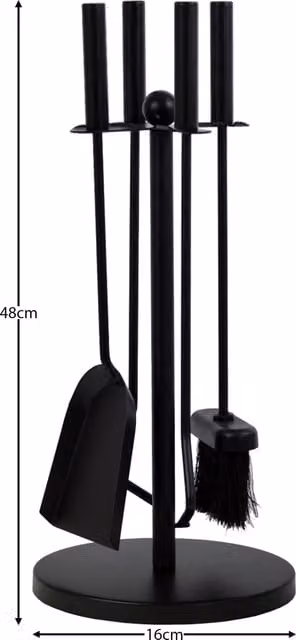 Fire Vida Warwick 5 Piece Black Iron Fireplace Companion Set with Stand