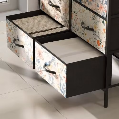 HOMCOM White Fabric and Metal 8-Drawer Bedroom Chest of Drawers – 8