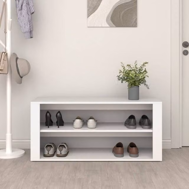 Berkfield Home White MDF Shoe Rack, W/D/H: 100 x 35 x 45 cm