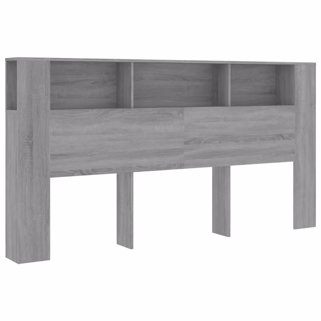 Berkfield Home Grey Sonoma Headboard Cabinet with Bedside Shelves, W: 200 cm, D: 18.5 cm, H: 104.5 cm – 2