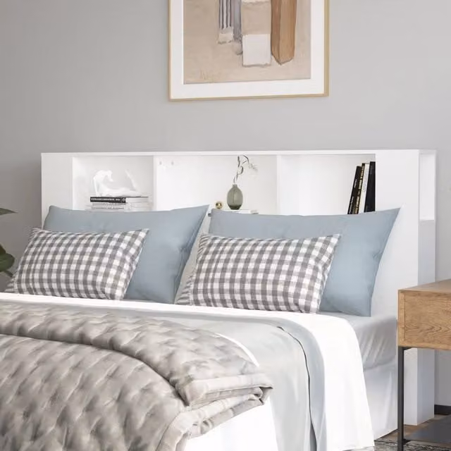 Berkfield Home Headboard Cabinet in White, W/D/H: 180 x 18.5 x 104.5 cm – 1