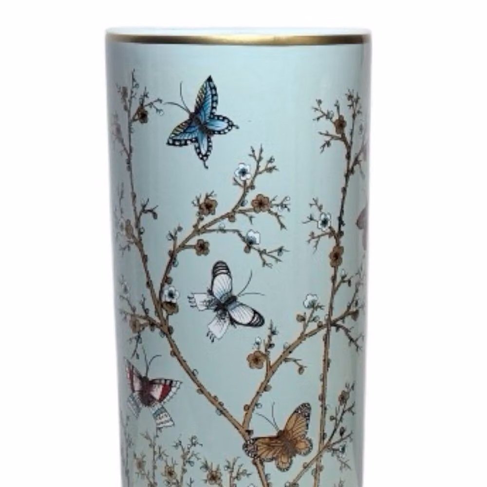 Minster Stylish Living Ltd Ceramic Umbrella Stand with Butterflies and Flowering Branches Design in Light Blue – 2