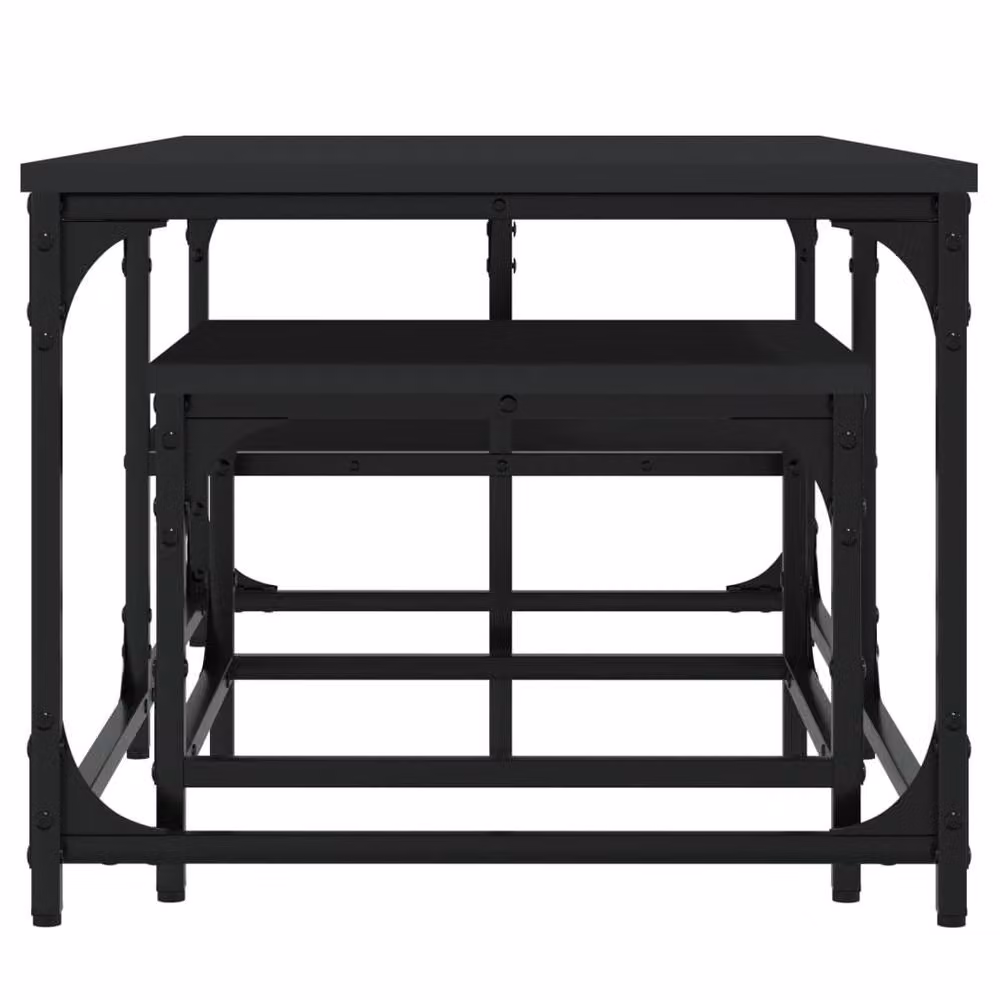 Berkfield Home Nesting Coffee Tables, 2 Piece Set in Black Engineered Wood – 4