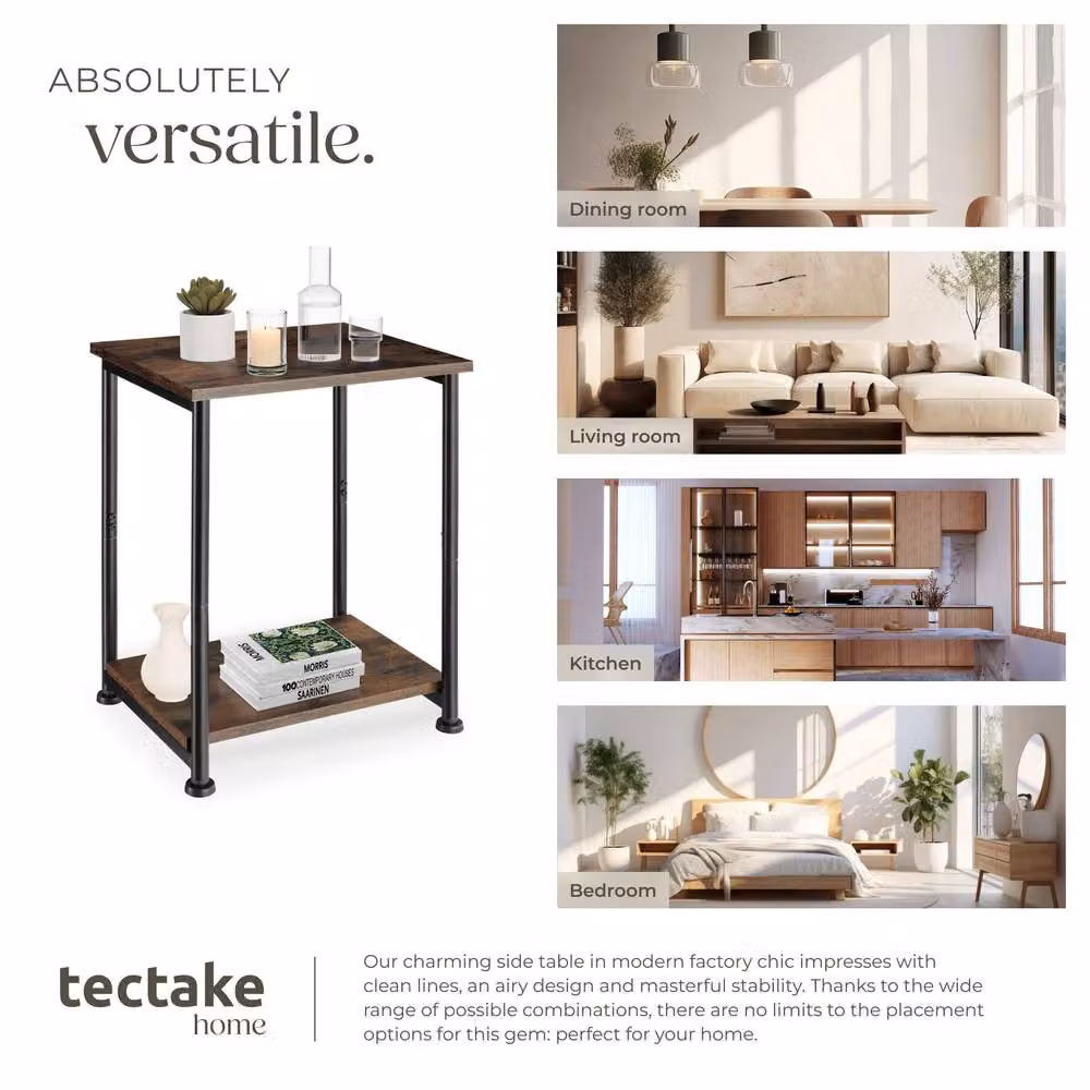 tectake Yonkers Bedside Table in Dark Brown and Black – 6