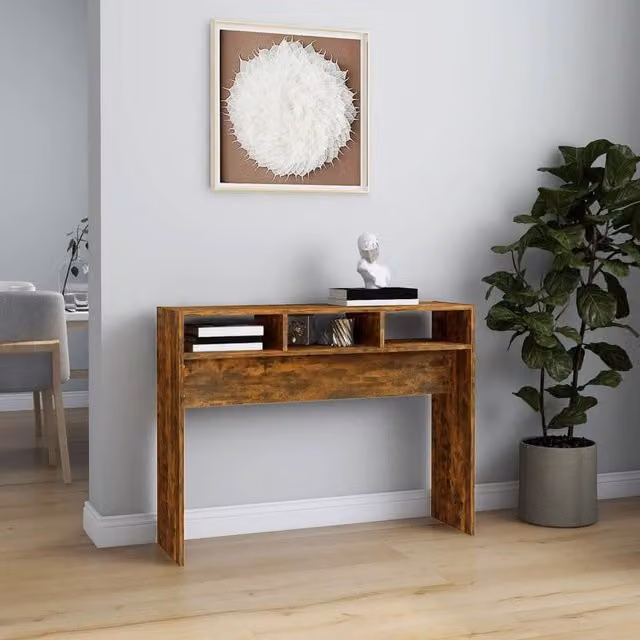 Berkfield Home Decorative Console Table in Smoked Oak Brown, W/D/H: 105 x 30 x 80 cm – 1