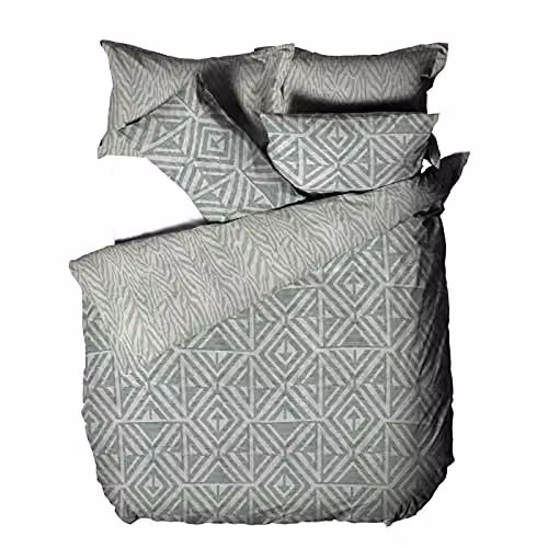 Make it a Home Reversible Graphic Ethnic Animal Duvet Cover and Pillowcase Set, Green, W: 200 cm x D: 200 cm