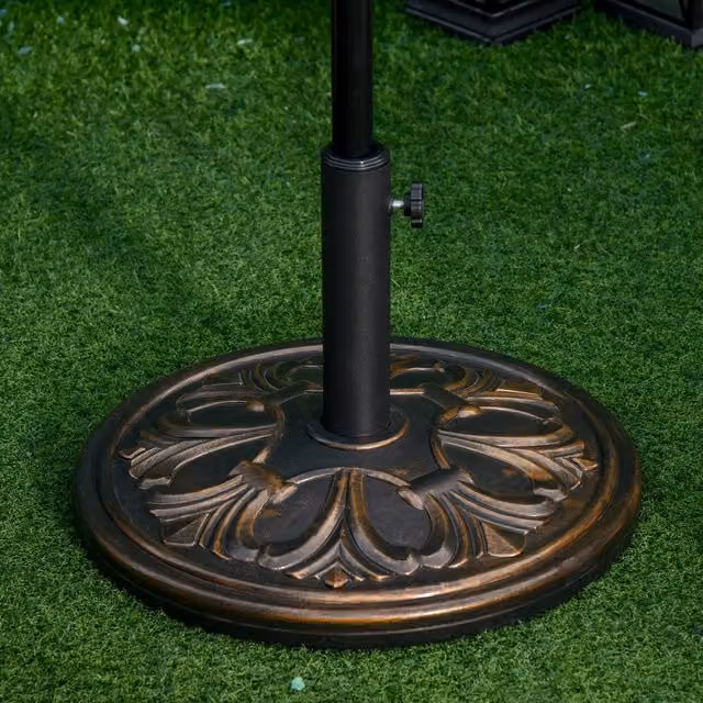 Outsunny 13kg Heavy Duty Round Parasol Base in Bronze Cement and Metal