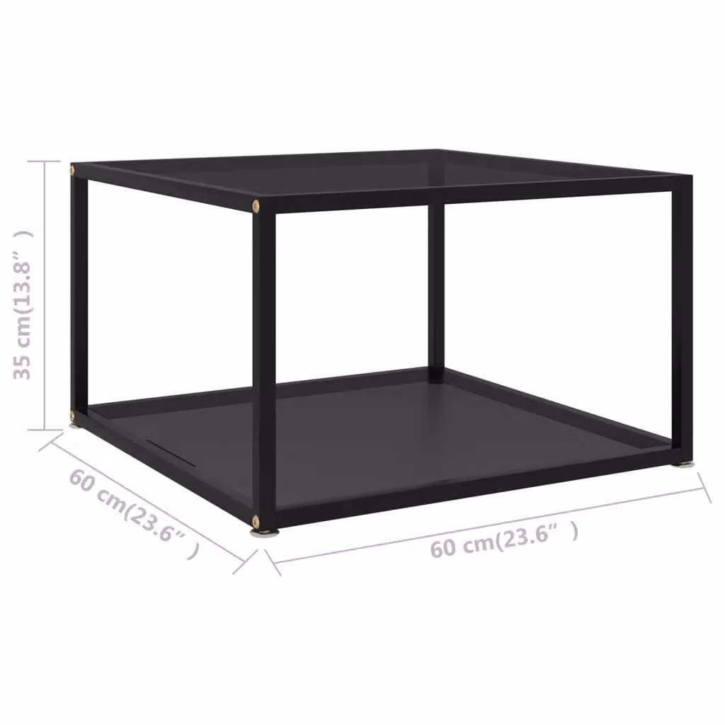 Berkfield Home Modern Black Square Coffee Table with Tempered Glass, W/D/H: 60 x 60 x 35 cm – 4
