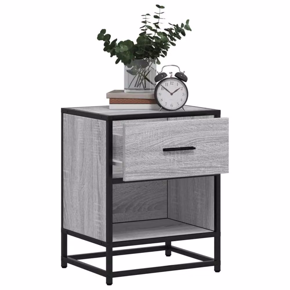 Berkfield Home Decorative Bedside Cabinet in Grey Sonoma, W/D/H: 40 x 31 x 50 cm – 4