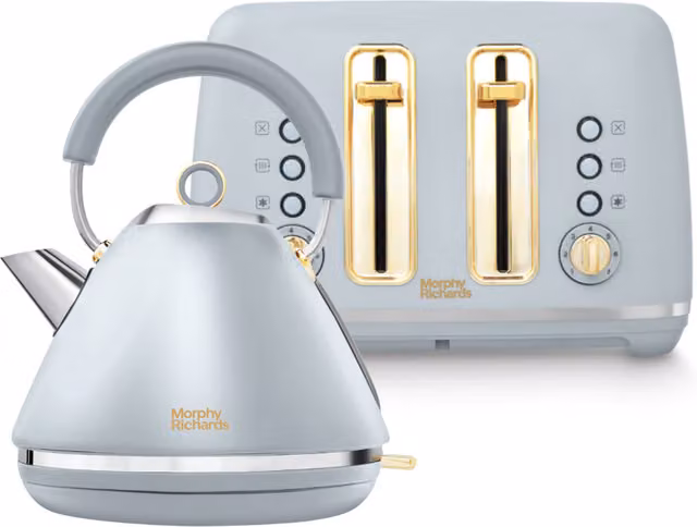 Morphy Richards Accents Kettle and Toaster Set in Grey and Gold
