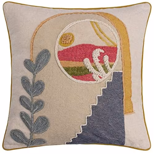 Riva Home Margo Multicolour Cotton Tufted Square Cushion, W/D/H: 50 x 50 x 50 cm