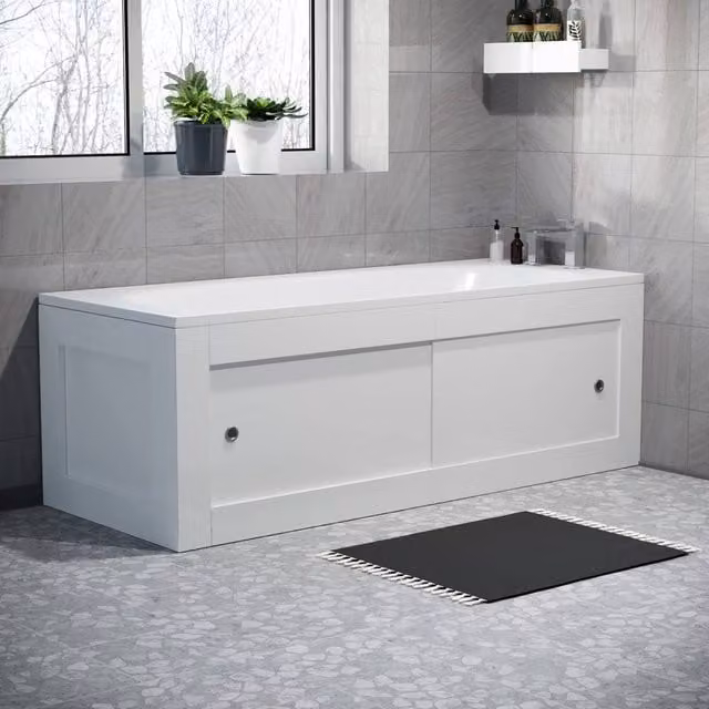 Nes Home White PVC Bath Front Panel and End Panel Set, W/D/H: 170 x 70 x 2 cm