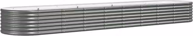 Berkfield Home Garden Powder-coated Steel Raised Bed in Grey, W: 368 cm, D: 80 cm, H: 36 cm