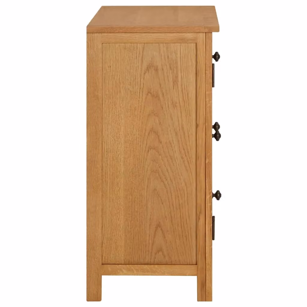 Berkfield Home Rustic Solid Oak Wood Cupboard in Brown, W/D/H: 70 x 35 x 75 cm – 2