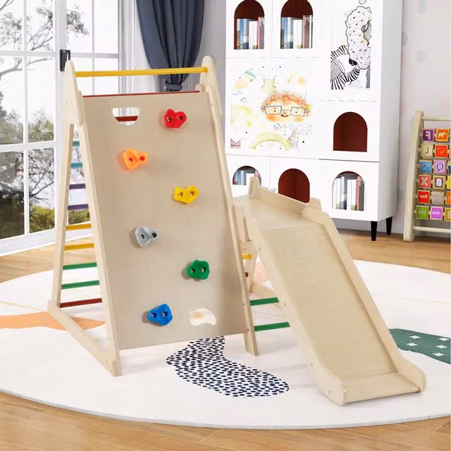 Costway Multicolour Wooden Montessori Kids Climber and Play Structure