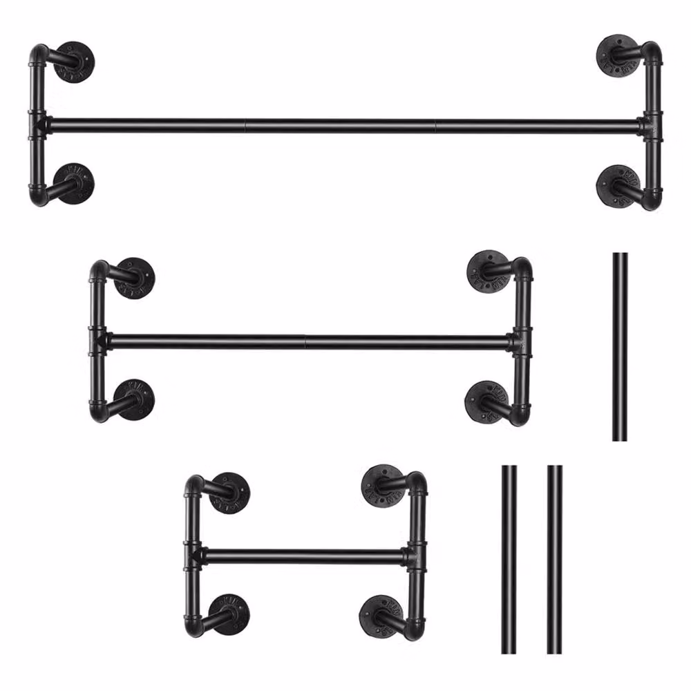 KORVIXA Industrial Metal Clothes Rail in Matt Black – 3
