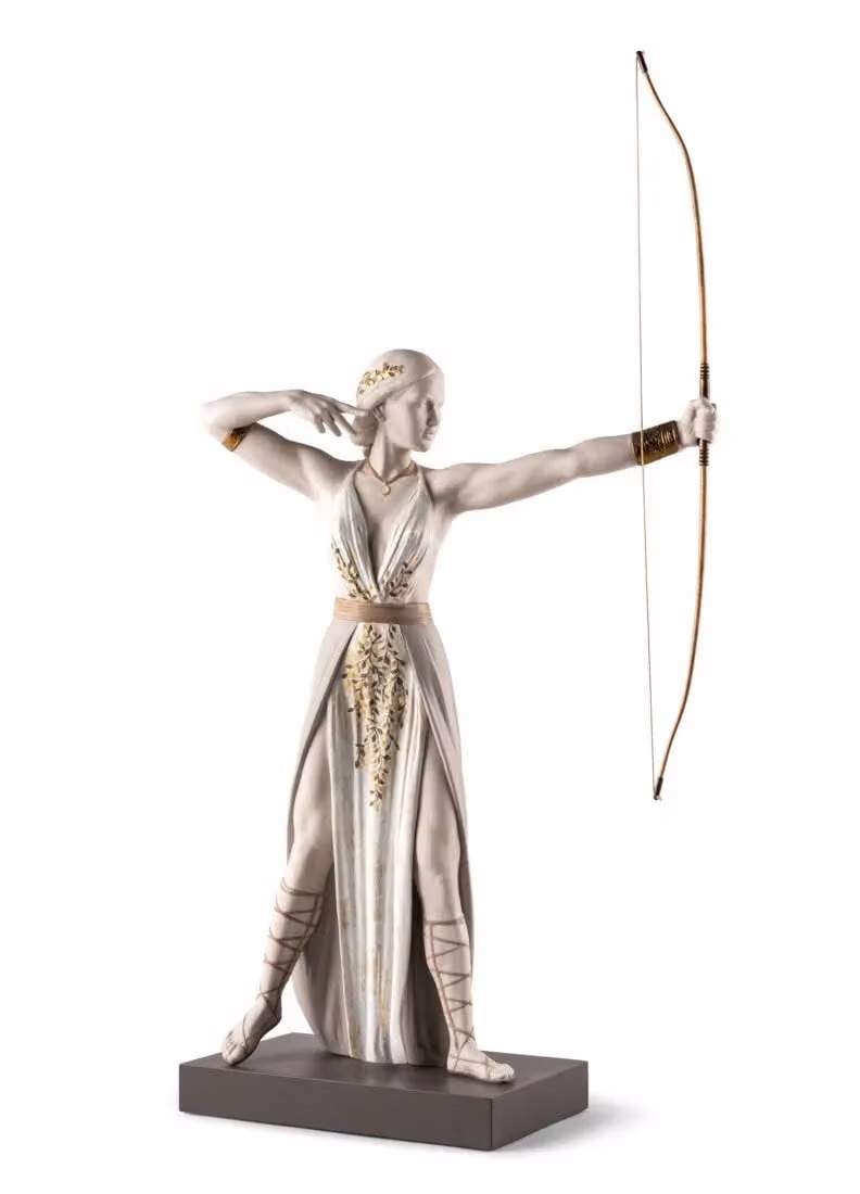 Lladró Diana Porcelain Sculpture in White and Bronze