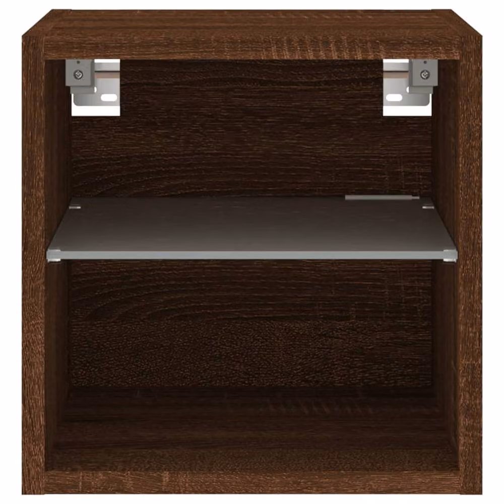 Berkfield Home Set of 2 Modern TV Wall Cabinets with LED Lights in Brown Oak, W/D/H: 30 x 28.5 x 30 cm – 6