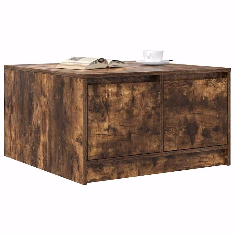 Berkfield Home Smoked Oak Coffee Table with Drawers in Brown W/D/H: 70.5 x 70 x 40 cm – 3