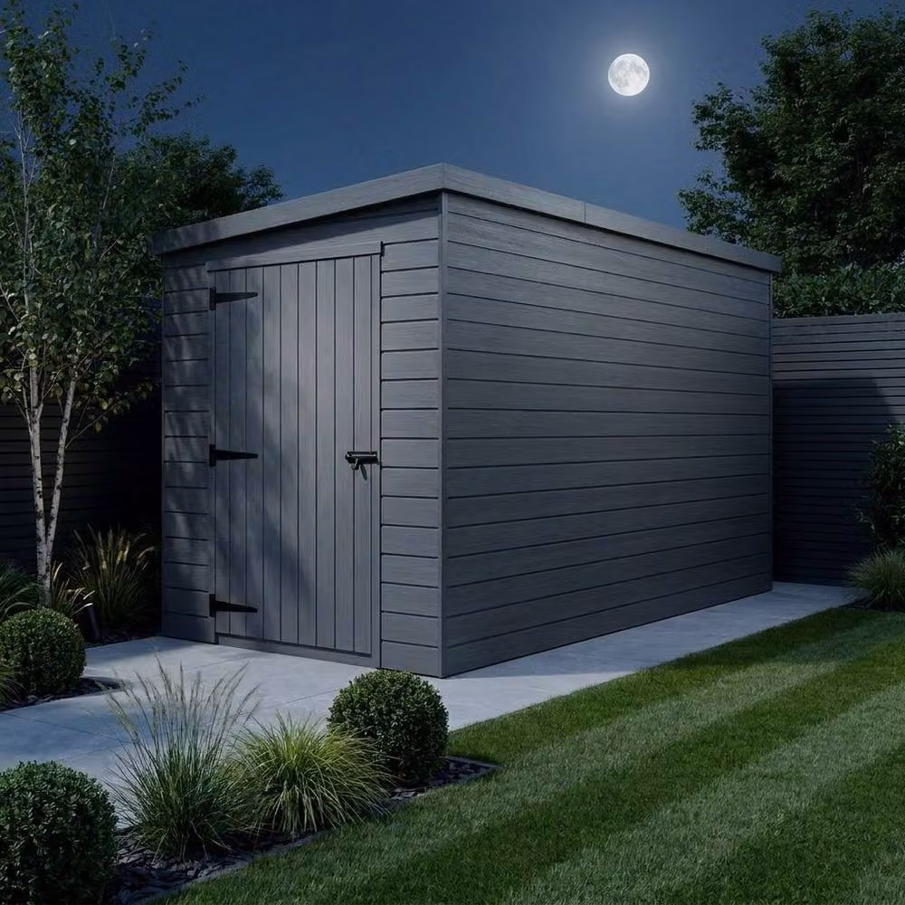 Buttercup Farm Grey Composite Pent Garden Shed with Single Door and No Windows W/D/H: 122 x 274 x 210 cm – 3