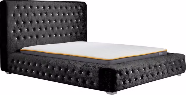 Birlea Grande Upholstered Double Bed in Black and Silver Velvet