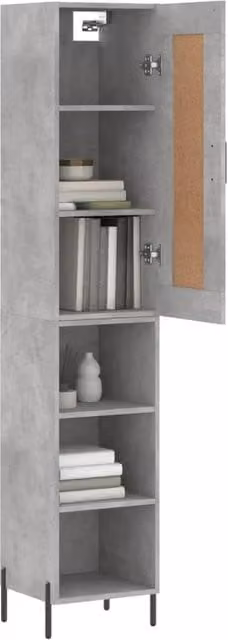 Berkfield Home Highboard in Grey with Hinged Doors and Internal Shelves, W/D/H: 34.5 x 34.0 x 180.0 cm