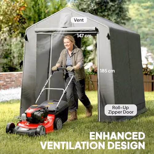 Outsunny Waterproof Garden Storage Shed in Grey with Single Door and Side Vent, W/D/H: 230 x 190 x 220 cm – 5