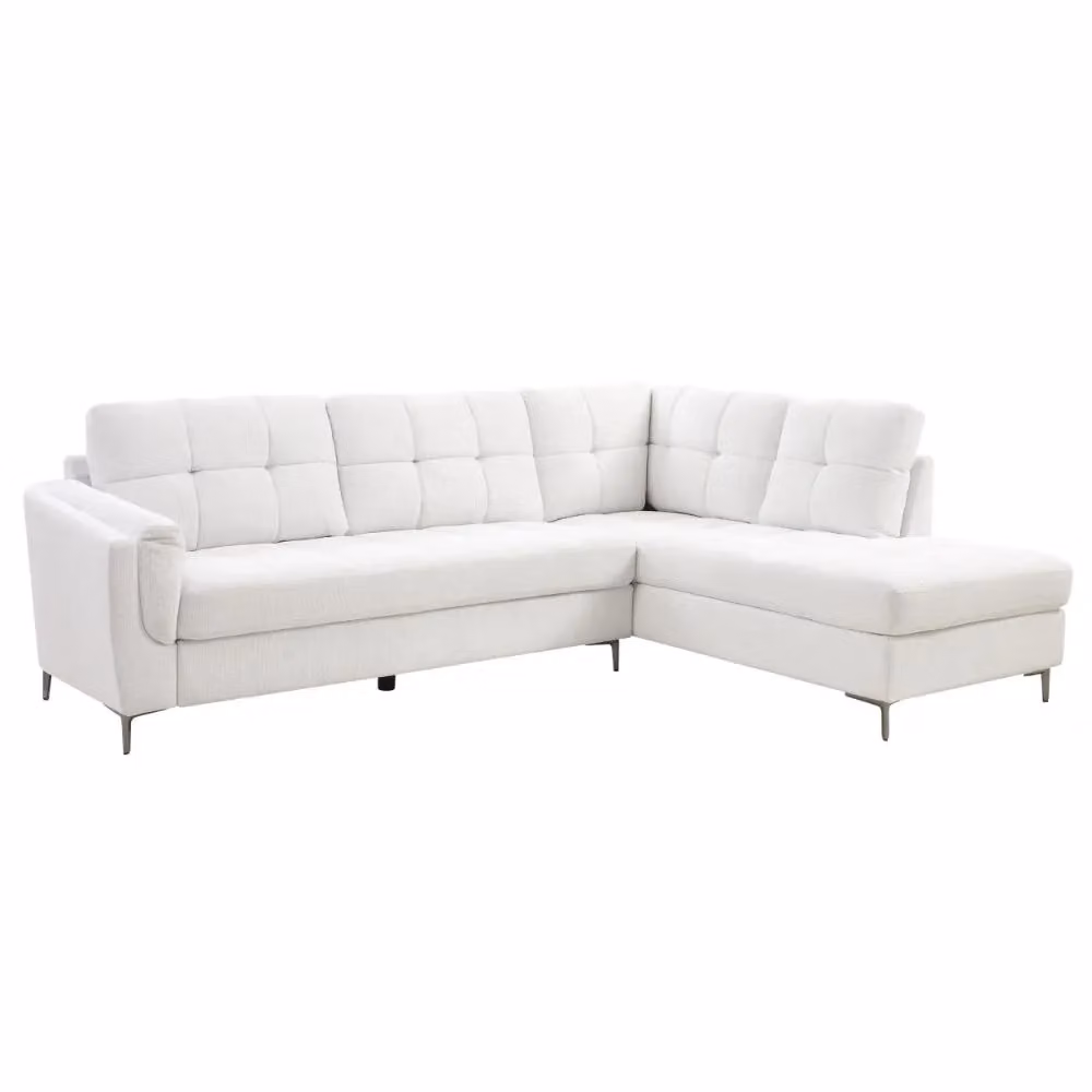 Home Detail Rose Right-Hand Corner Sofa in Cream, 4 Person, W: 266 cm, D: 89 cm, H: 76 cm – 2