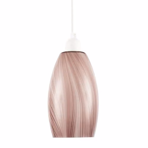 Happy Homewares Modern Brown Marble Effect Glass Cylindrical Pendant Light Shade W/D/H: 20 x 12 x 12 cm