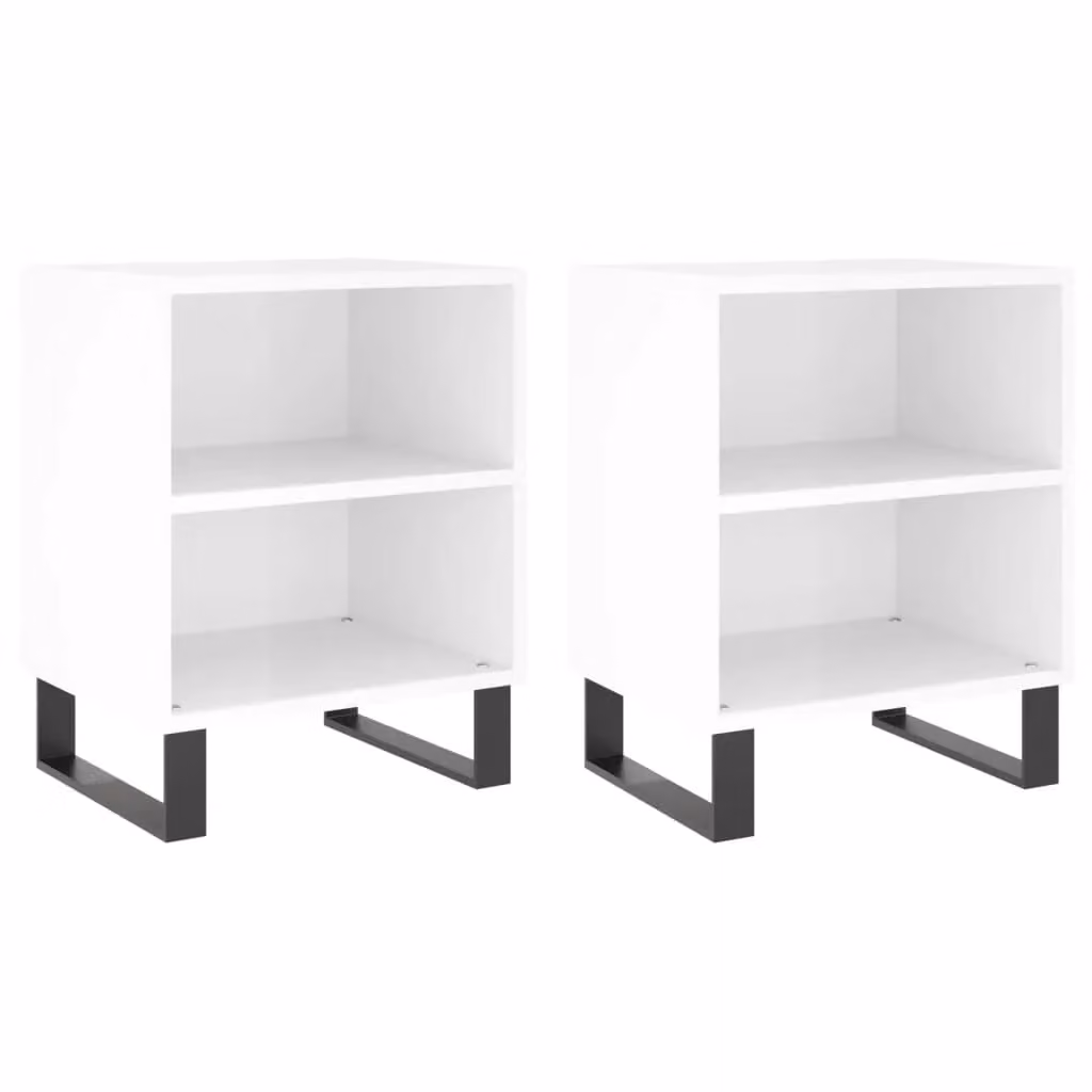 Berkfield Home Set of 2 High Gloss White Bedside Cabinets, W/D/H: 40 x 30 x 50 cm